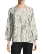 Impression-print Long-sleeve Top