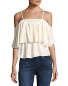 Lily Cold-shoulder Tiered Tank, White Pattern