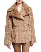 Mink Fur Notch-collar Double-breasted Jacket