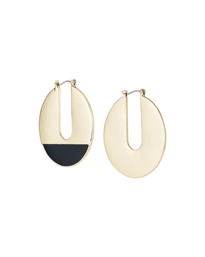 Epoxy Hoop Earrings, Gold/black