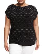 Grid Jacquard High-neck Sleeveless Sweater,
