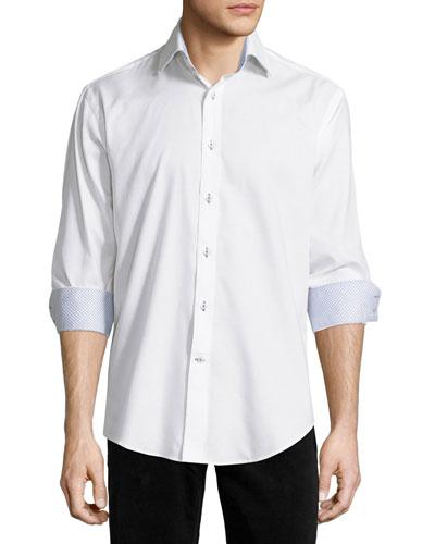 Long-sleeve Button-front Twill