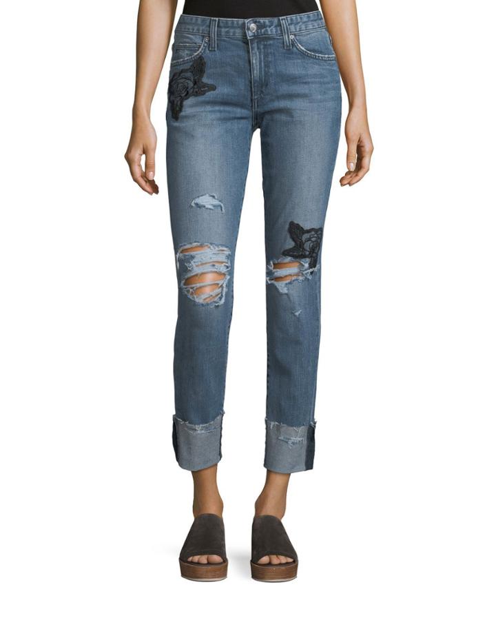 The Smith Distressed Straight-leg Ankle Jeans