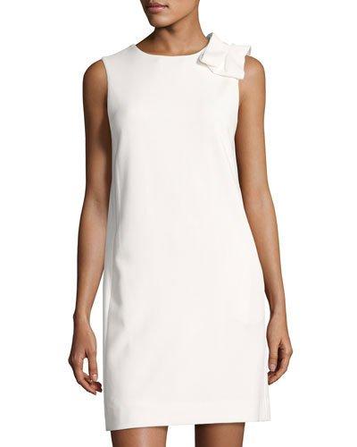 Bow-embellished Sleeveless Dress, White