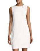Bow-embellished Sleeveless Dress, White