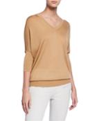Enzyme Cashmere/silk Batwing-sleeve V-neck