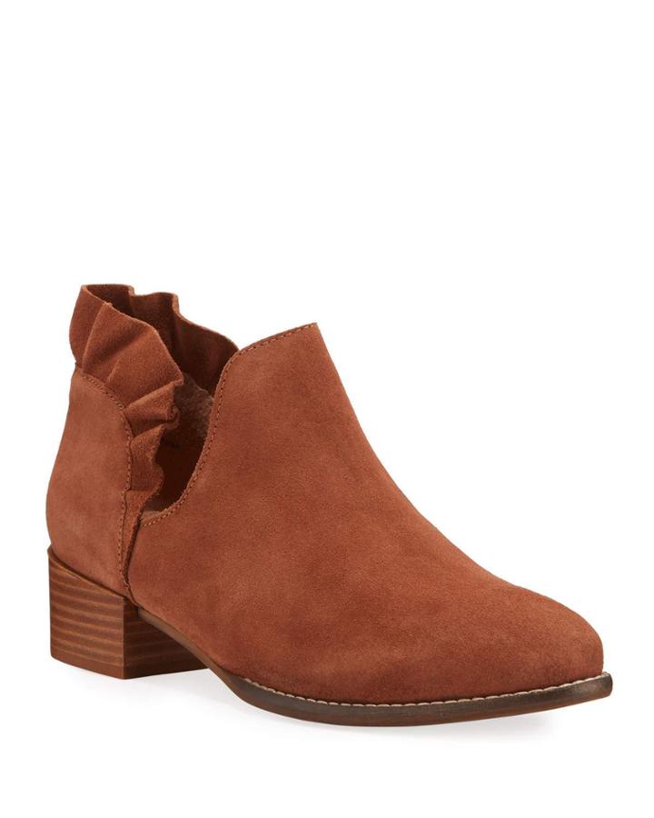 Renowned Suede Ruffle Booties