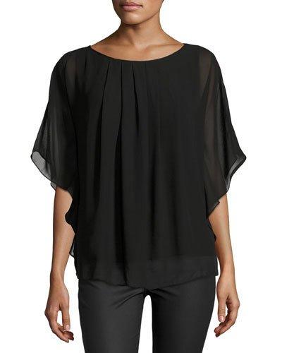 Pleated Georgette Poncho Top