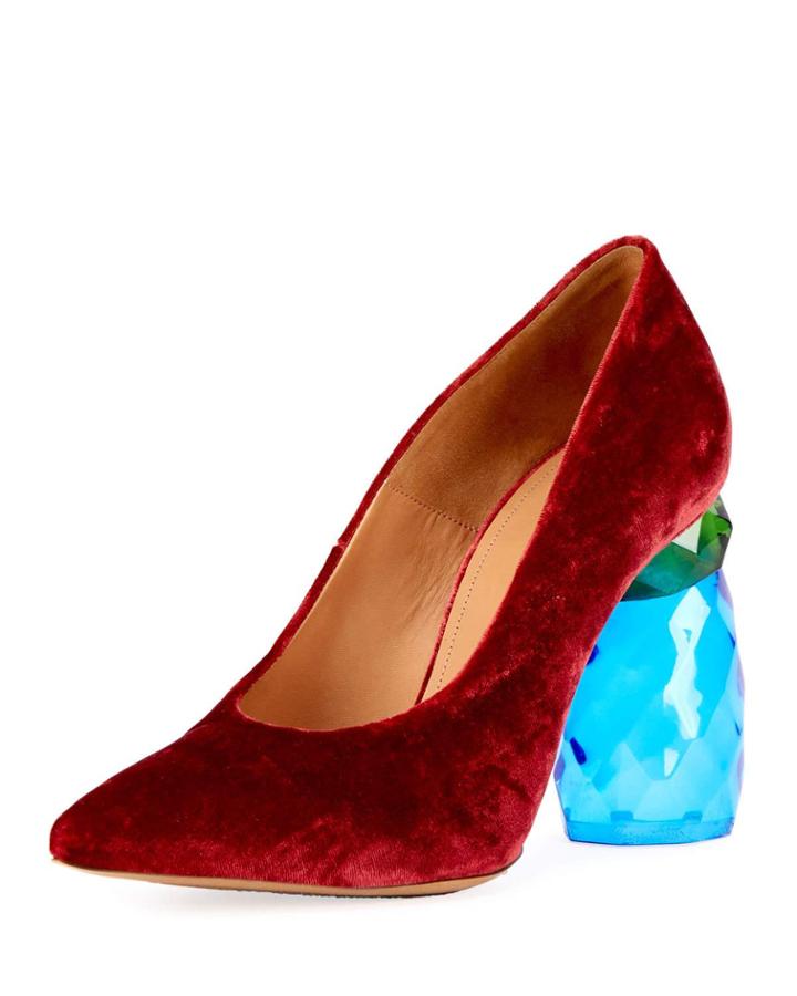 Velvet Lucite-heel Pump