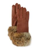 Leather Tech Gloves W/ Fur Cuffs