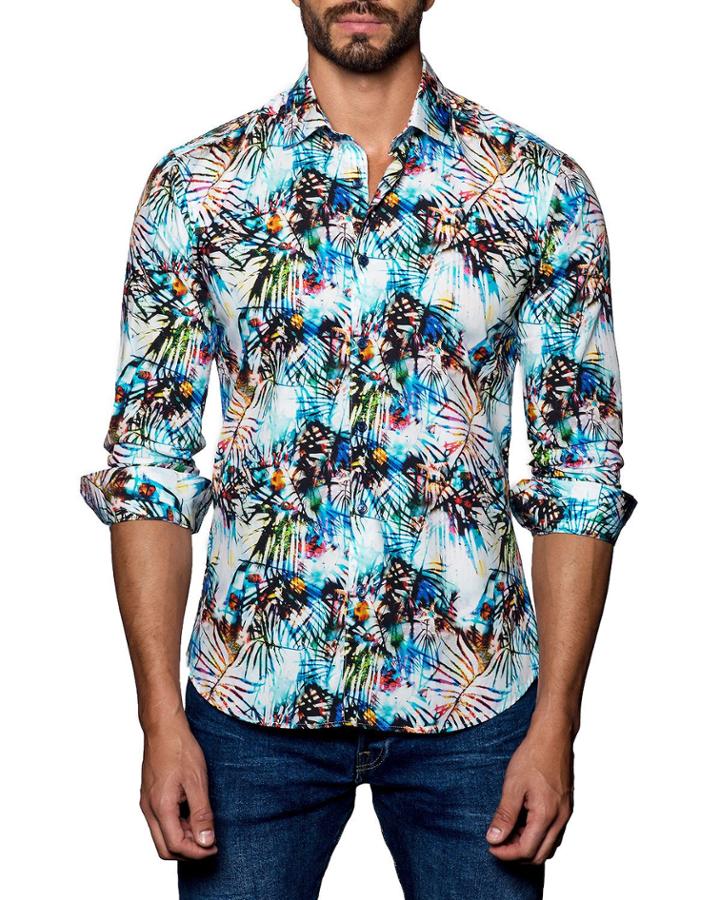 Semi-fitted Tie-dye Leaf-print