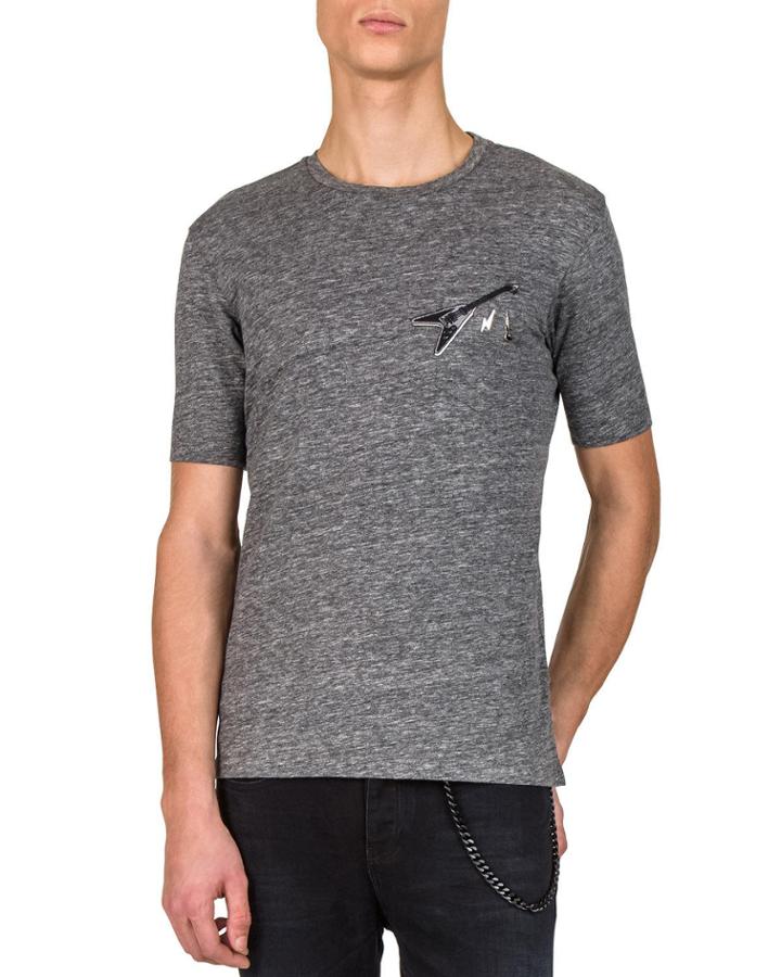 Men's Guitar Embroidered Short-sleeve Tee