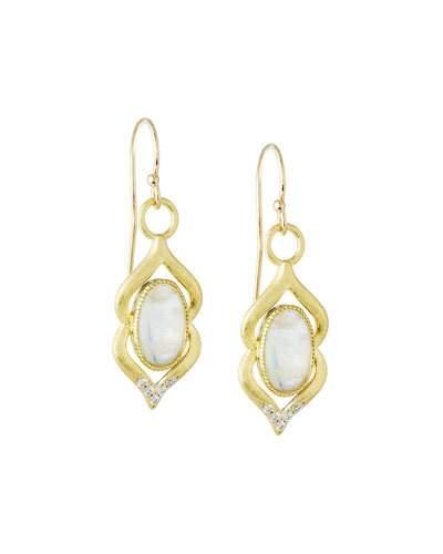 18k Casablanca Moroccan Moonstone & Diamond Dangle & Drop Earrings