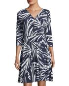 Faux-wrap Leaf-print Dress