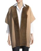 Shearling Fur-trimmed Oversized Cardigan