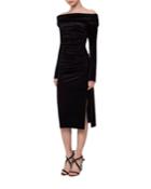 Ruched Off-the-shoulder Velvet