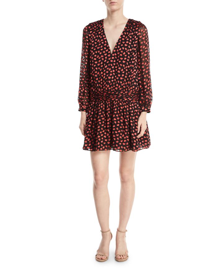 Tessie Drop-waist Heart-burnout Velvet Dress