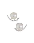 18k White Gold Pearl-post Diamond Earring Jackets