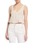 V-neck Sleeveless Flounce-hem Crop Top