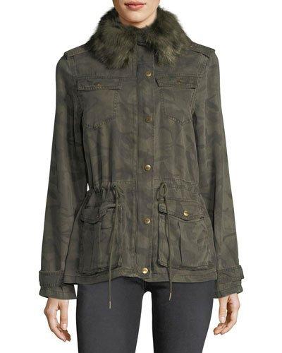 Faux-fur Camo Utility Jacket