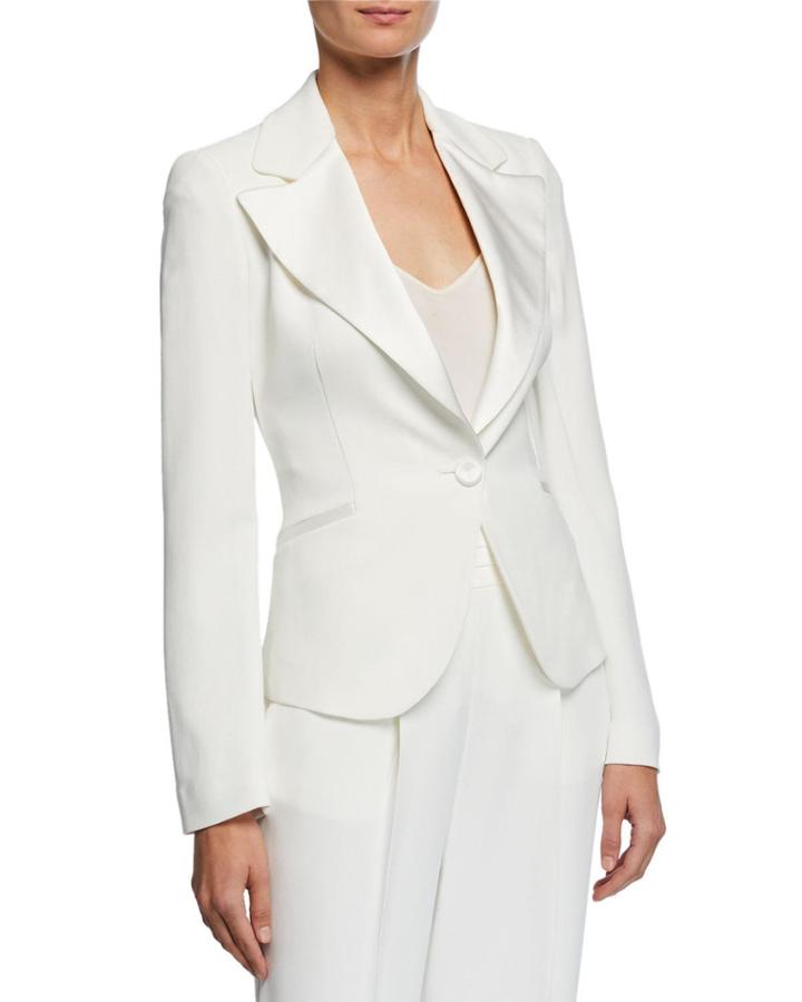 Exaggerated Satin Lapel One-button Cady Jacket