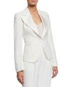 Exaggerated Satin Lapel One-button Cady Jacket