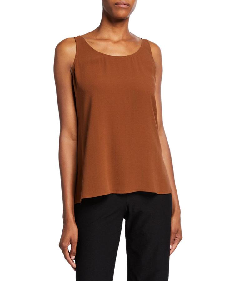 Silk Georgette Crepe Scoop-neck Tank