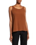 Silk Georgette Crepe Scoop-neck Tank