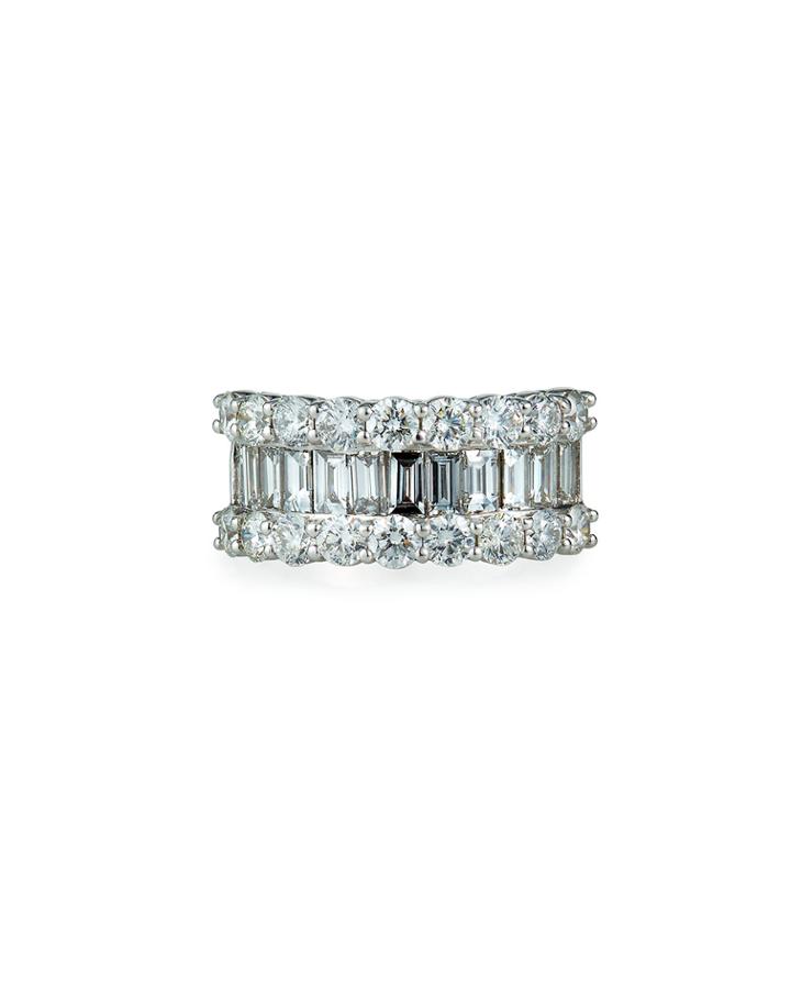 18k White Gold Mixed Diamond Wedding Band Ring,