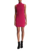 Mock-neck Sleeveless Minidress, Raspberry