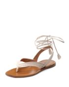 Bottega Veneta Woven Leather Thong Sandal, Pale, Women's, Size: