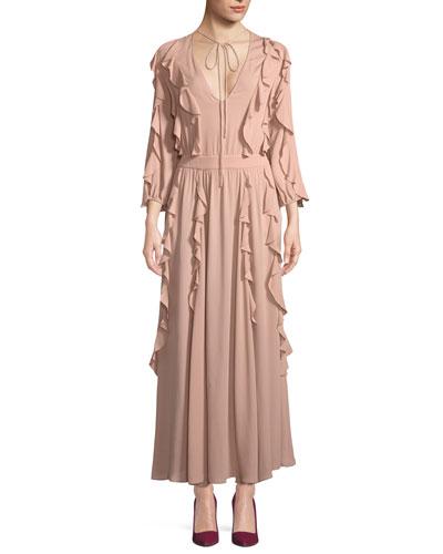 Deep-v Ruffled Georgette