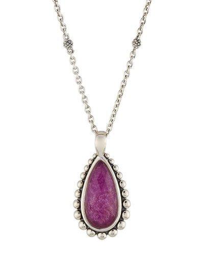 Maya Silver Charoite Teardrop Pendant Necklace