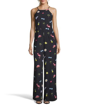 Summer-print High-neck Jumpsuit