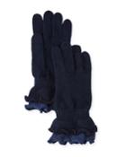 Double-ruffled Wool-blend Gloves