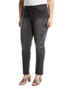 Embroidered Skinny Tuxedo Jeans,