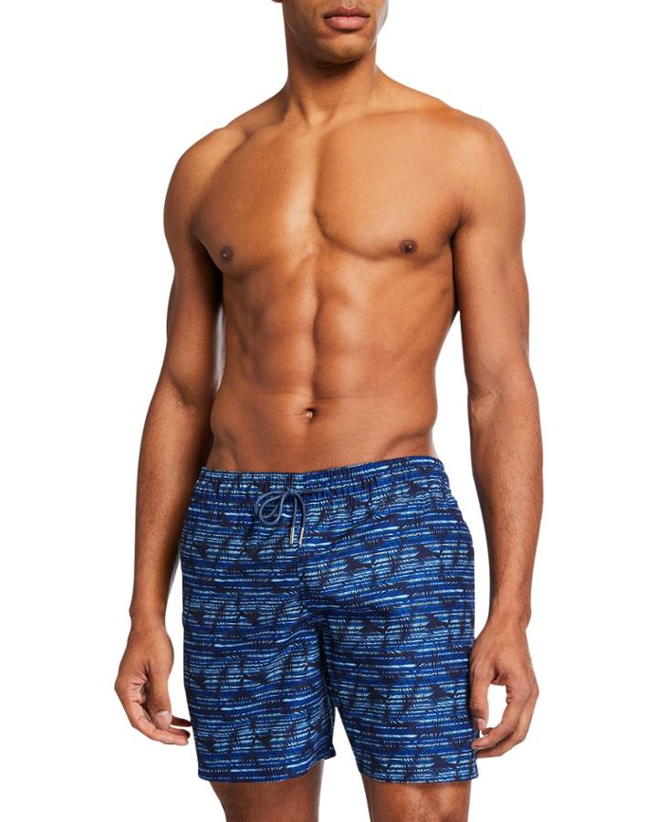Men's Multi-stripe Leaf-print