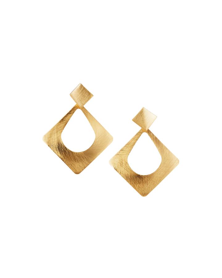 Double Diamond-shaped Earrings, Gold