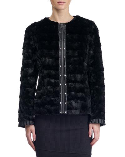Leather-trim Fur Jacket