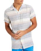 Men's Vacation Striped Short-sleeve Sport Shirt, Blue/red