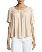 Lola Relaxed Flowy Blouse, Tan