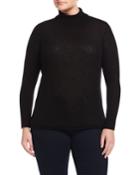 Neiman Marcus Cashmere Turtleneck Long-sleeve Sweater, Black, Women's,