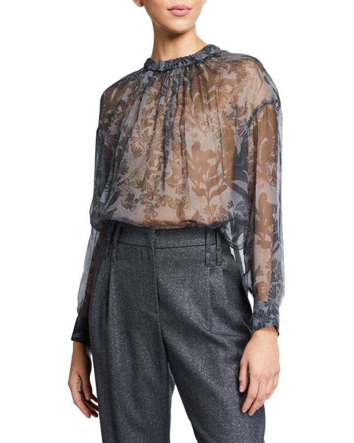 Botanical-print Long-sleeve