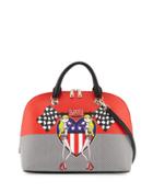 Saffiano Faux-leather Satchel Bag, Red