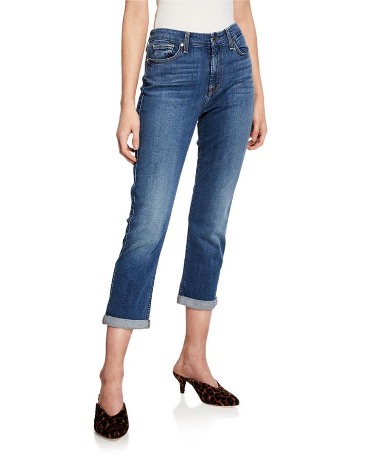 Rolled Straight Cropped Jeans