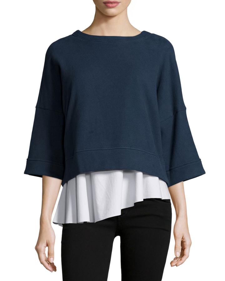 10 Crosby Derek Lam 2-in-1 Layered Sweater, Midnight/oxford, Women's, Size: