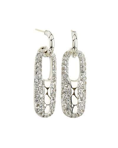 Kali White Topaz Rectangular Hoop Drop Earrings