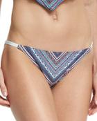 String Bikini Swim Bottom, Blue Pattern
