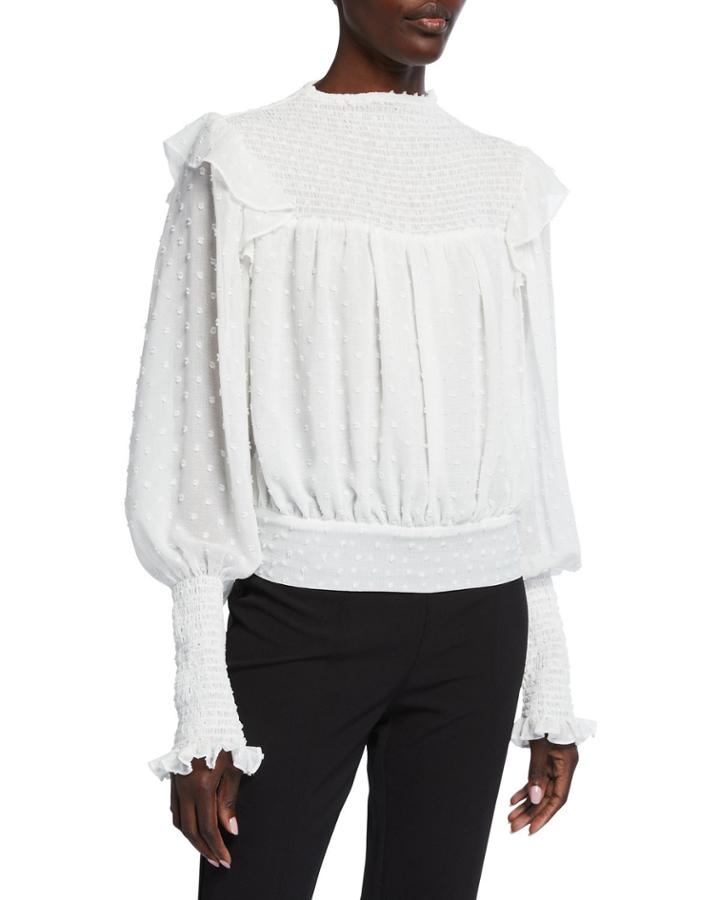 Remi Smocked Balloon-sleeve Blouse