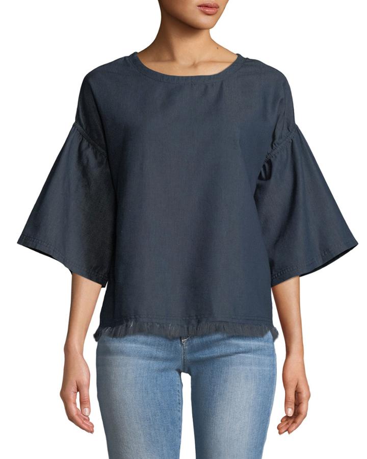 Marleene Flare-sleeve Popover Blouse